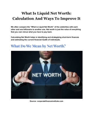 What Is Liquid Net Worth Calculation And Ways To Improve It