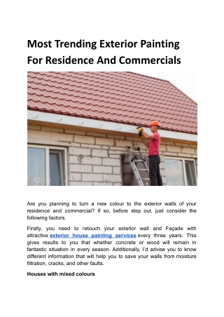 Most Trending Exterior Painting For Residence And Commercials.docx