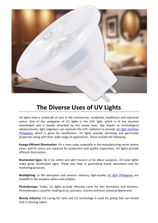 The Diverse Uses of UV Lights