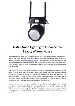 Install Good Lighting to Enhance the Beauty of Your House
