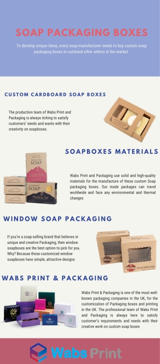 Wabs Print & Packaging offering Custom Soap boxes in the UK