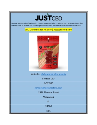 CBD Gummies for Anxiety Justcbdstore.com