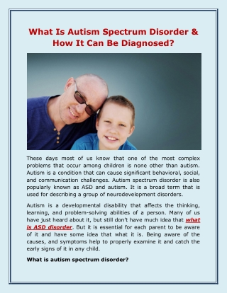 What Is Autism Spectrum Disorder & How It Can Be Diagnosed?