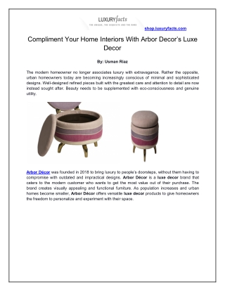 Compliment Your Home Interiors With Arbor Decor’s Luxe Decor