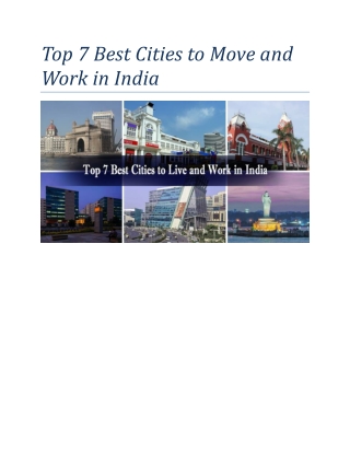 Top 7 Best Cities to Move and Work in India