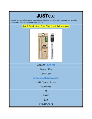 Buy A Quality And Pure Cbd   Justcbdstore.com