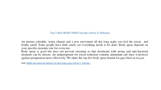 Top 5 Best BODY SPRAY brands online in Pakistan