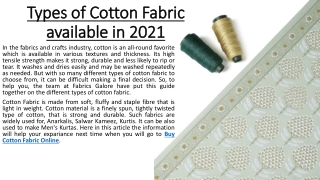 Types of Cotton Fabric available in 2021
