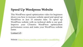 Speed Up Wordpress Website