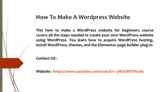 How To Make A Wordpress Website