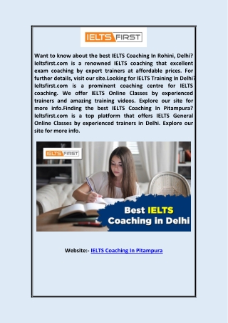 IELTS Coaching in Pitampura  Ieltsfirst.com