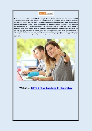 IELTS Online Coaching in Hyderabad  Ieltsfirst.com