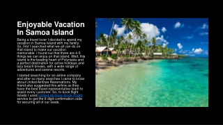 Enjoyable Vacation In Samoa Island
