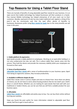 Top Reasons for Using a Tablet Floor Stand