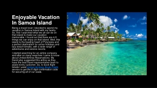 Enjoyable Vacation In Samoa Island