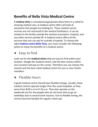 Bella Vista Medical Centre