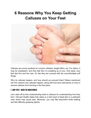 6 Reasons Why You Keep Getting Calluses on Your Feet