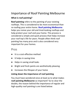 Roof Painting Melbourne