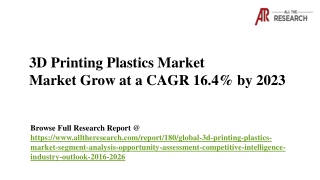 3D Printing Plastics Market - Segment Analysis, Opportunity Assessment