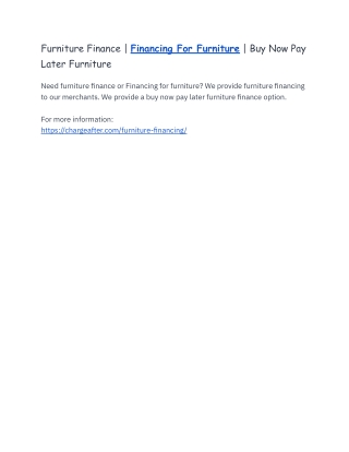 Furniture Finance | Financing For Furniture | Buy Now Pay Later Furniture
