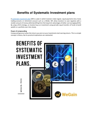 Profit of Systematic Investment plans (SIP)