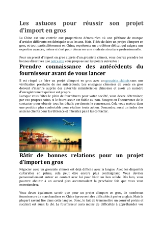 Astuces pour réussir son projet d’import en gros