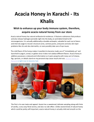 Acacia Honey in Karachi