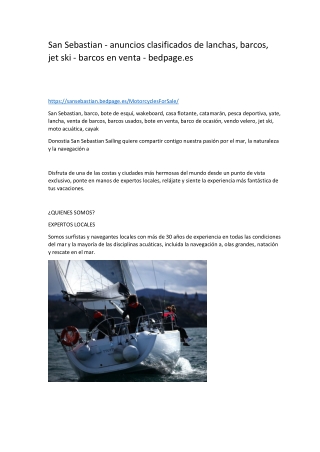 San Sebastian - anuncios clasificados de lanchas, barcos, jet ski - barcos en venta - bedpage.es-converted