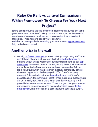 Ruby On Rails vs Laravel Comparison Which Framework To Choose For Your Next Project