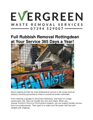 Full Rubbish Removal Rottingdean at Your Service 365 Days a Year
