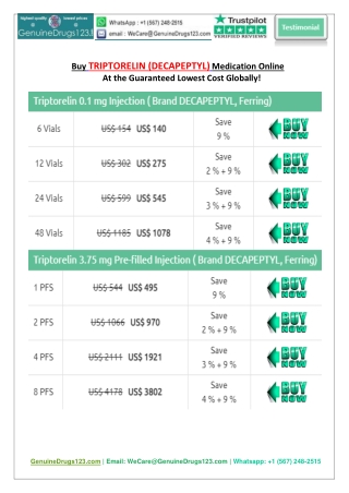 How much does Decapeptyl Injection cost