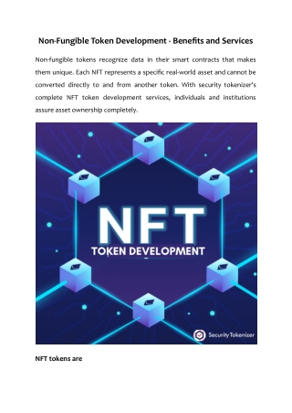 Non-Fungible Token Development - Benefits and Services