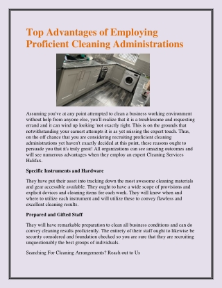 Top Advantages of Employing Proficient Cleaning Administrations