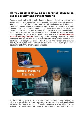 All you need to know about certified courses on cyber security and ethical hacking