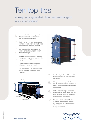Alfa Laval - Ten top tips gasketed plate heat exchangers