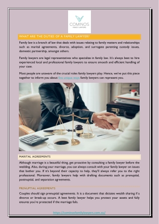 What are the duties of a family lawyer?