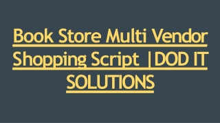 Readymade Book Store Multi Vendor Script - DOD IT SOLUTIONS