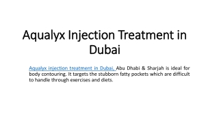 Aqualyx Injection Treatment in Dubai
