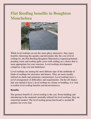 Flat Roofing benefits in Boughton Monchelsea