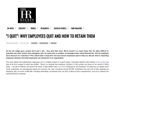 Why do employees quit, and what can you do to retain them?