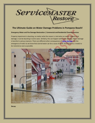 Water Damage Restoration Company in Pompano Beach