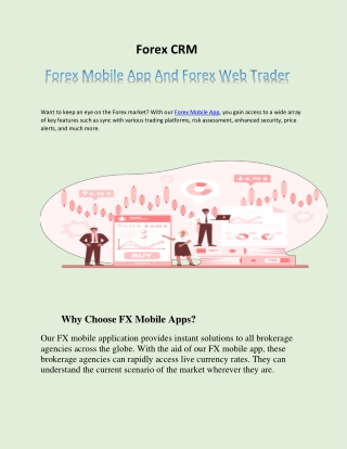 Forex Mobile App And Forex Web Trader