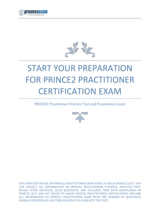 Start Your Preparation for PRINCE2 Practitioner Certification Exam