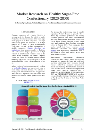 Market Research on Healthy Sugar-Free Confectionary (2020-2030)