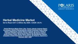 Herbal Medicine Market Poised for Steady Growth in the Future 2020-2026