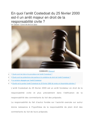 En quoi consiste l'arrêt Costedoat du 25 février 2000