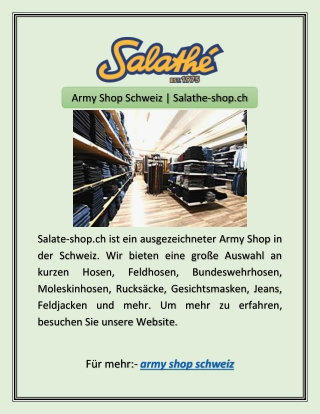 Army Shop Schweiz | Salathe-shop.ch