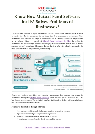 Know How Mutual Fund Software for IFA Solves Problems of Businesses
