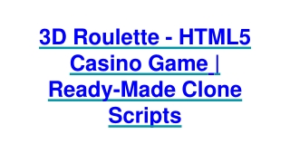 Readymade 3D Roulette Casino Game Development - DOD IT Solutions