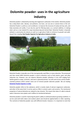 Dolomite powder used in agriculture